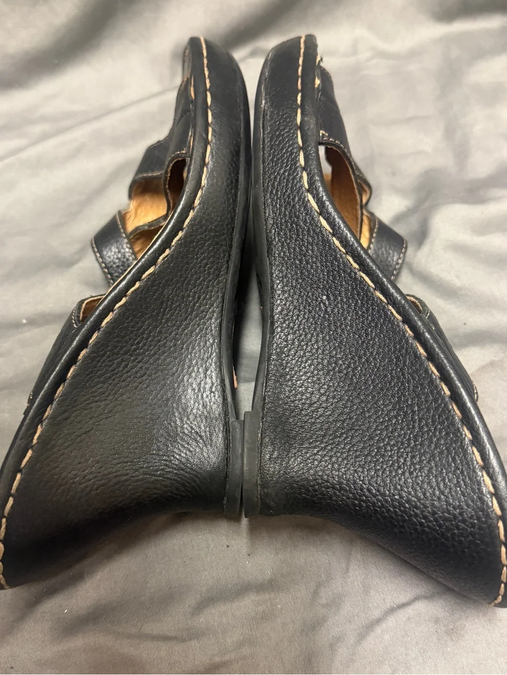 Born Black Leather Crisscross Slide Sandals - Women